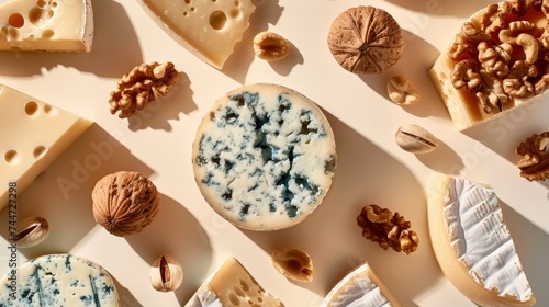 Elegant Cheese Selection with Mixed Nuts on Side