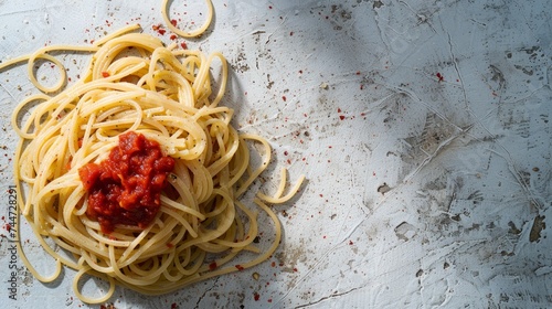 Classic Spaghetti with Tomato Chunks and Shaved Parmesan Cheese