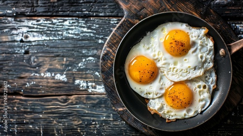 Perfectly Fried Sunny-Side Up Eggs in a Pan