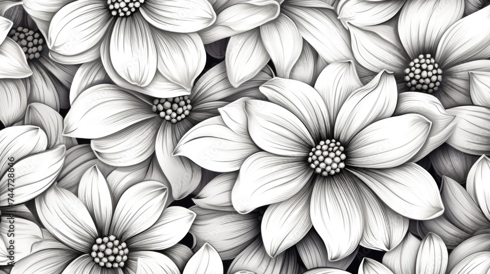 Black and white image of flowers, suitable for various designs Black and white image of flowers, suitable for various designs