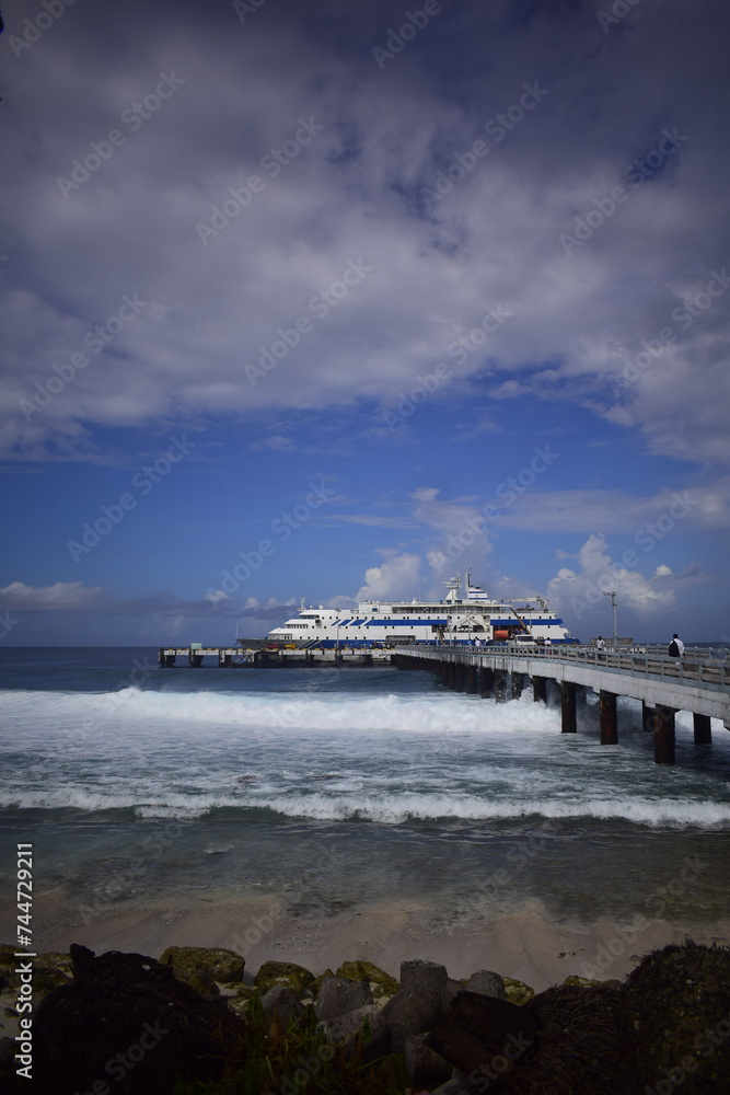 A passenger ship berthed in eastern side jetty at Minicoy island lakshadweep 