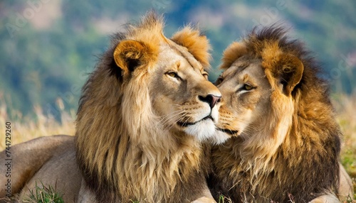 tender moment between lionesses