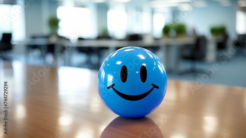 Happy smiley face ball. Creative office visual. 