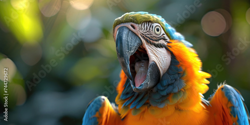 Close Up of a Parrot Macaw With Beak Open