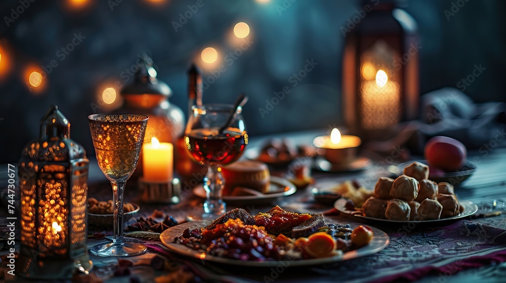 Exotic dinner ambiance with candlelight
