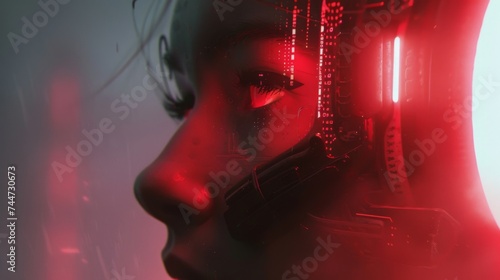 Close up Retrofit cyberpunk technology encryption layers revealed in ethereal ambiance