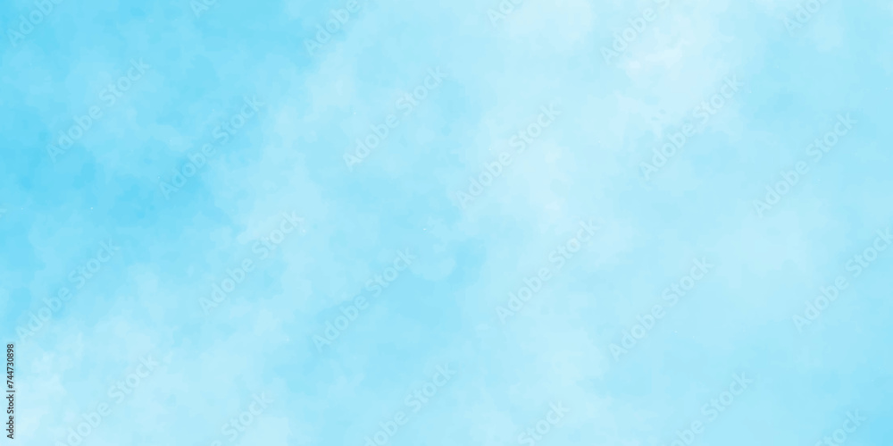 Abstract summer seasonal Sky clouds of different colors and shapes, Simple blue color watercolor vector background, The summer is colorful clearing day Good weather with natural clouds.	