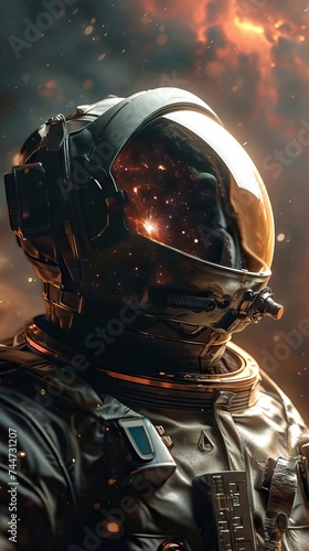 Cosmic reflections: astronaut gazing into space