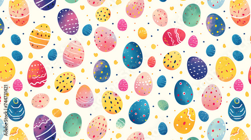 Colorful festive Easter eggs on a white background, illustration