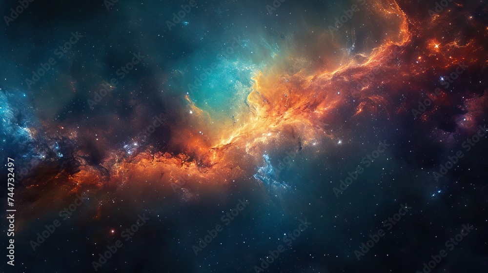Cosmic inferno: vibrant space nebula
