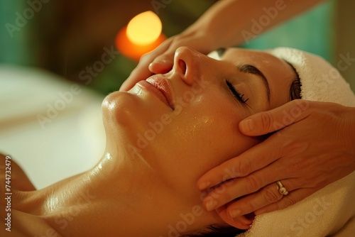 Relaxing facial treatment at spa