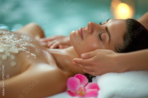 Serene spa experience - woman enjoying facial treatment