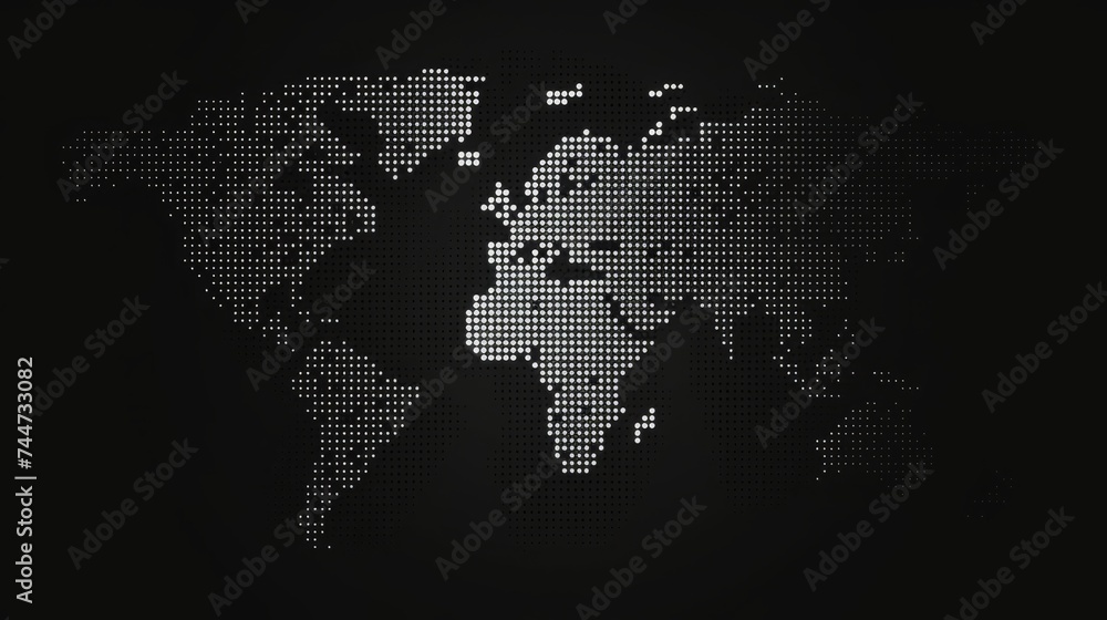 Abstract halftone world map design with eerie dotted pattern - detailed vector illustration for graphic projects