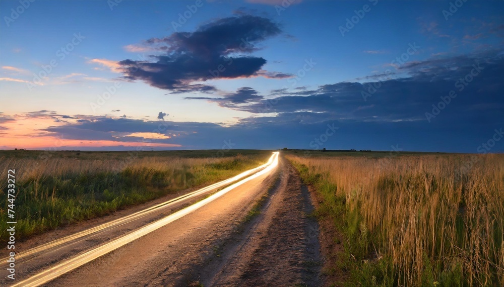 evening road in steppe