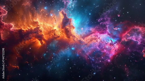Cosmic nebula explosion in vivid colors