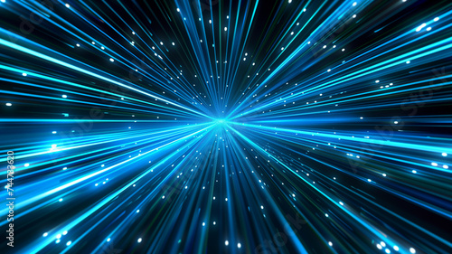 high-speed data transfer with streaks of light moving across a grid.