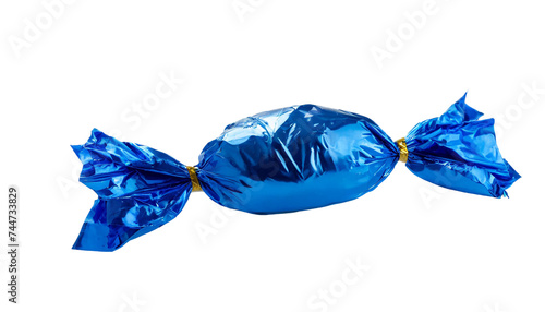 blue chocolate candy on transparent background.