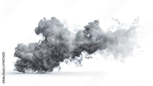 Gray smoke element isolated on white background, png