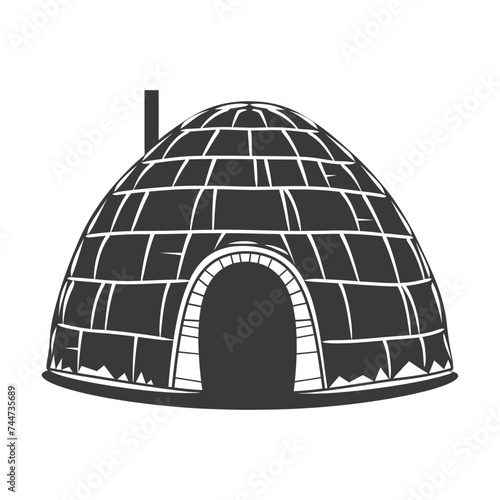 Silhouette igloo the Eskimo tribal House black color