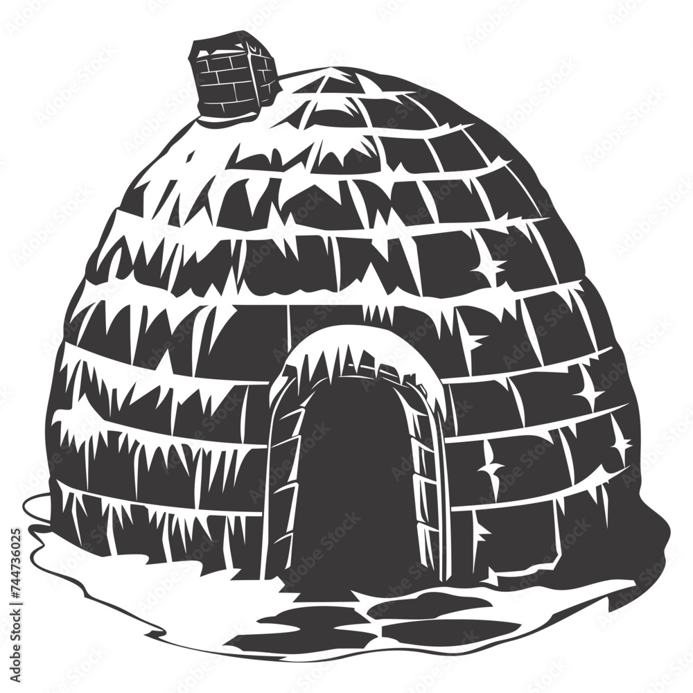 Silhouette igloo the Eskimo tribal House black color Silhouette igloo the Eskimo tribal House black color
