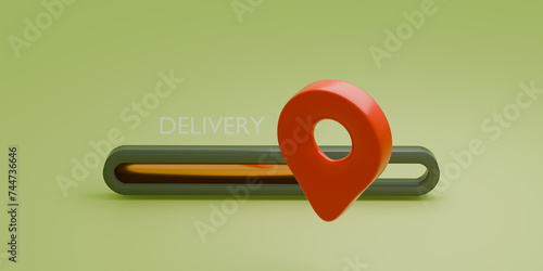 Delivery service concept. Delivery sign of web progress bar on yellow background- 3d render.