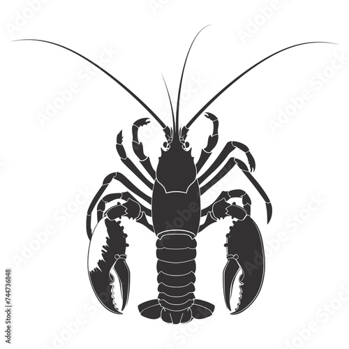 Silhouette lobster black color only full body 