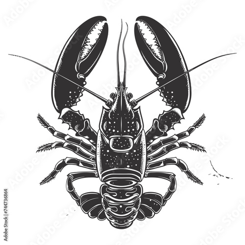 Silhouette lobster black color only full body 