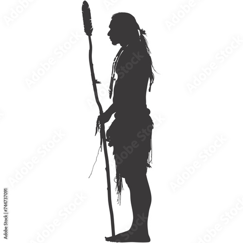 Silhouette native american man black color only full