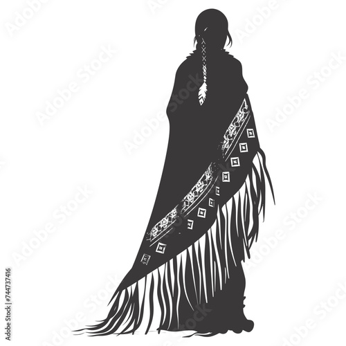 Silhouette native american woman black color only full body