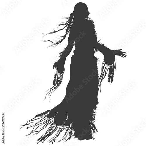 Silhouette native american woman black color only full body