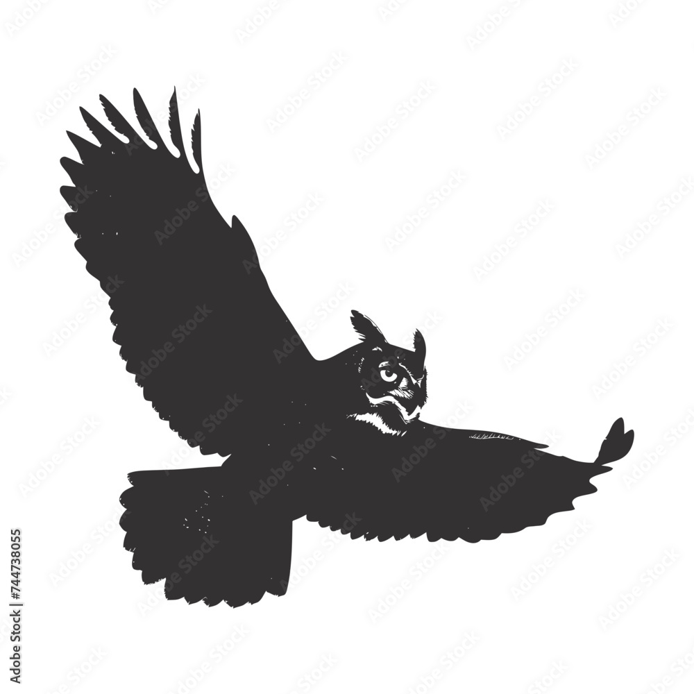 Silhouette owl animal fly black color only full body Silhouette owl animal fly black color only full body