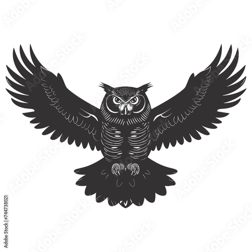 Silhouette owl animal fly black color only full body  © NikahGeh