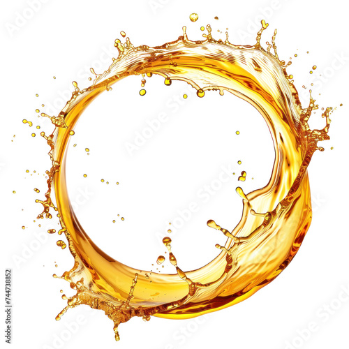 Round motor oil splash captured with transparency intact, perfect for industrial designs