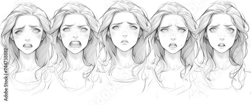 Faces of woman avatar with different emotions. Portrait. Emotions.