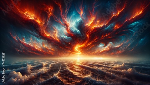 Fiery Sky Phenomenon Over Ocean with Cloud Vortex © Ross