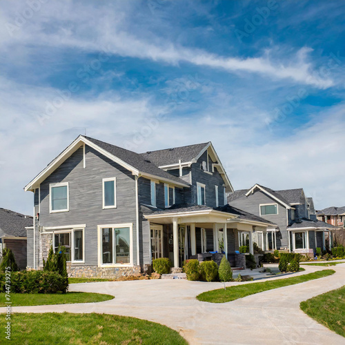 Beautiful new homes in suburban neighborhood