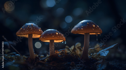  fungi and mushrooms with bokeh lights
