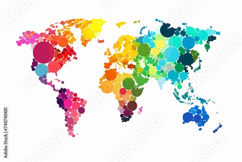 3D paper world map puzzle  colorful continents  international dialogue concept