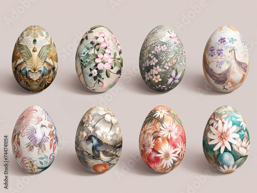 Set of painted Easter eggs