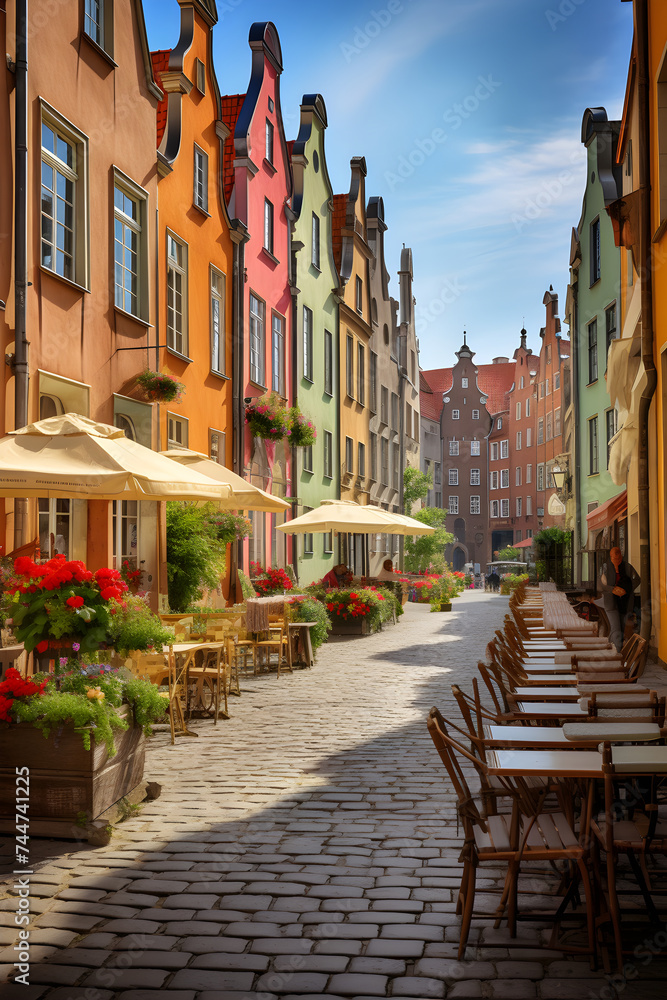 Stunning Capture of the Picturesque and Historical Gdansk Old Town with its Traditional Polish Architecture