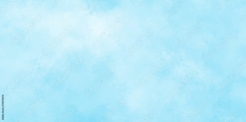 Abstract hand paint square stain watercolor background, watercolor abstract texture with white clouds and blue sky,  Light blue watercolor paper texture background with splashes.