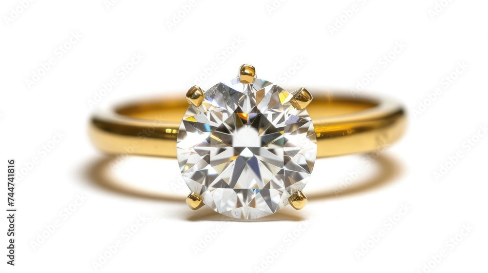 Yellow Gold Ring With Round Cut Diamond Yellow Gold Ring With Round Cut Diamond