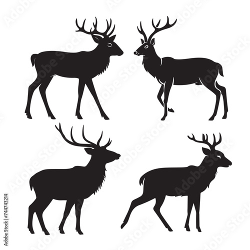 Deer silhouettes vector illustration. with fully editable 