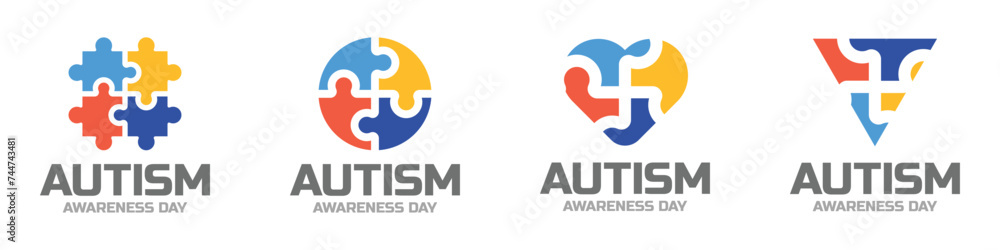 Obraz premium Set of Logo designs for World autism awareness day