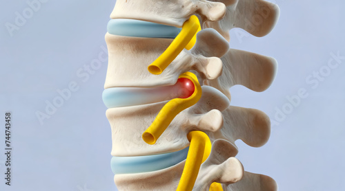 Human spine anatomy illustration _ Intervertebral disc herniation photo