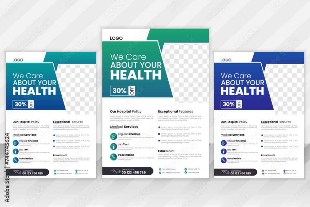 Obraz premium Corporate healthcare and medical flyer design layout&nbsp;template