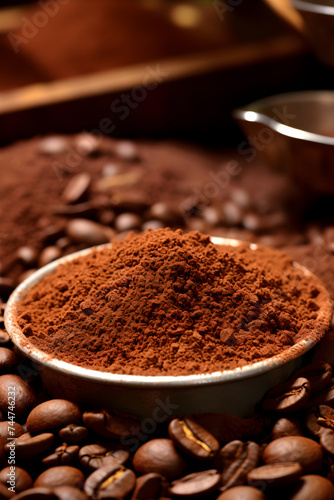 Close-Up View of Coarse Ground Coffee – Freshly Grinded Rich Brown Beans for Sophisticated Tastes