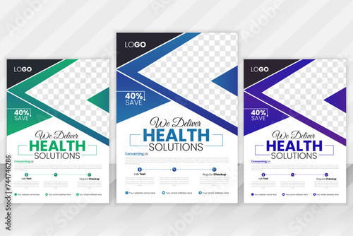 Corporate healthcare and medical flyer design layout template photo