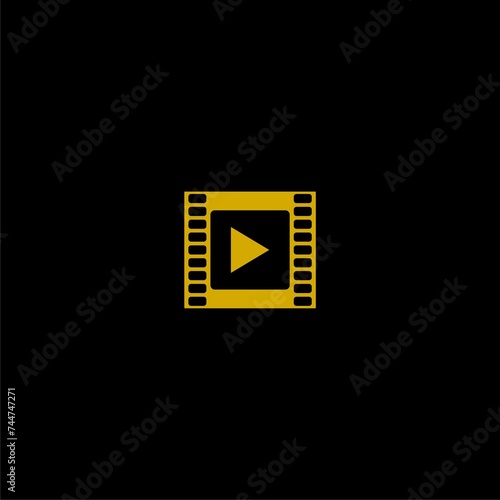 Video camera icon. Video player Icon on black background