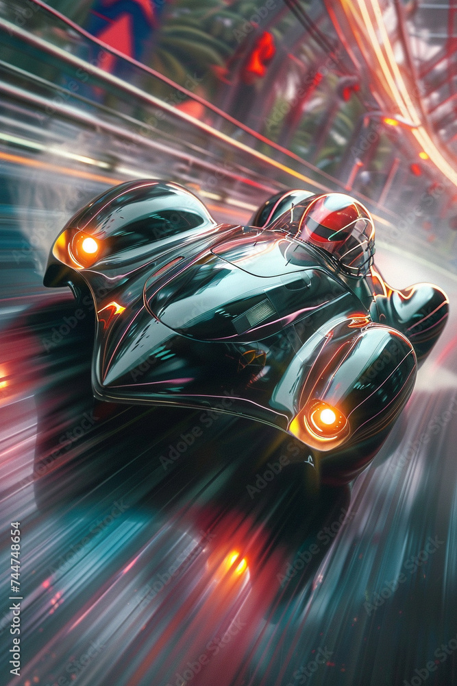 Future Restic Racing Car Retro futuristic car racing with Ares as the champion minimal but ...